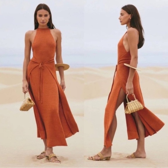 cult gaia Dresses & Skirts - Cult Gaia Remi Knit Tie Waist Halter Maxi Dress 26130